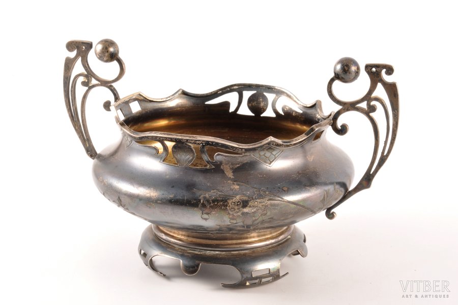 candy-bowl, silver, Art Nouveau, 84 standart, engraving, 1908-1916, 367.20 g, workshop of Vasily Andreev, Moscow, Russia, Ø 13.5 cm, h 11.5 cm