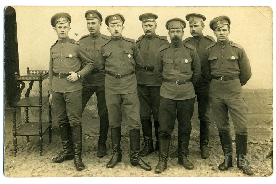 фотография, Царская Россия, группа латышских стрелков, начало 20-го века, 13,8x8,6 см