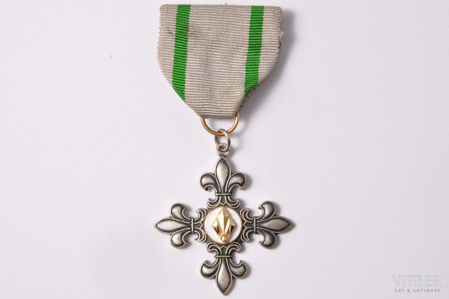 order, The Order of the White Lily (Scouts of Latvia), For the Merit (no number), emigration, 50ies of 20 cent., 49 x 45.1 mm, 12.60 g