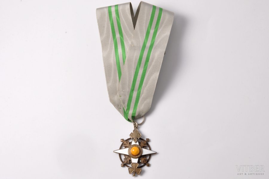 order, The Order of the Polar Star (Scouts of Latvia), For the Special Merit, Nº 44 (emigration), amber, 50ies of 20 cent., 57.4 x 48 mm