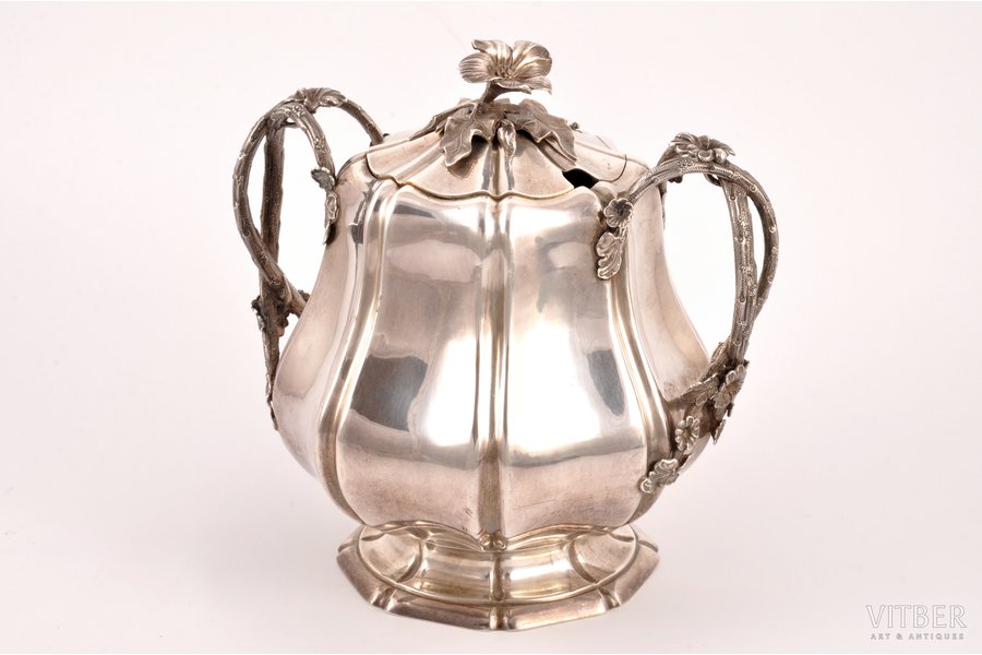 sugar-bowl, silver, 84 standart, 1847, 683.40 g, Iganty Sazikov's firm "Sazikov", Moscow, Russia, h (with a lid) 15.5 cm