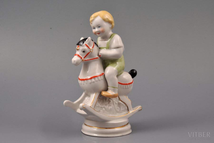 figurine, Boy on a horse, porcelain, Riga (Latvia), USSR, Riga porcelain factory, molder - S. Bolzan-Golumbovskaja, the 50ies of 20th cent., 16.3 cm, first grade