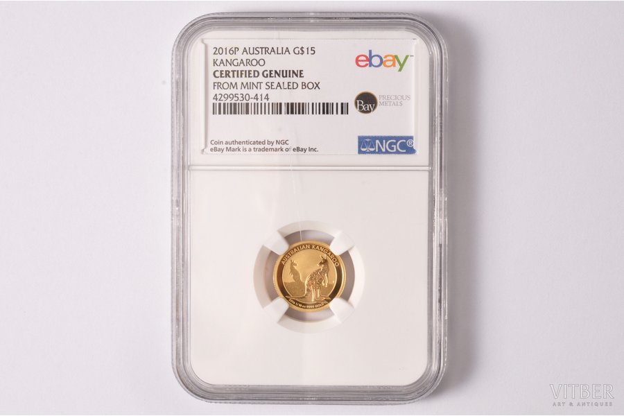 15 dolāri, 2016 g., P, Austrālijas ķengurs, zelts, Austrālija, AU
