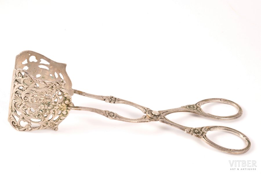 desert-tongs, silver, 800 standard, 44.50 g, 15.3 cm, the end of the 19th century, Germany