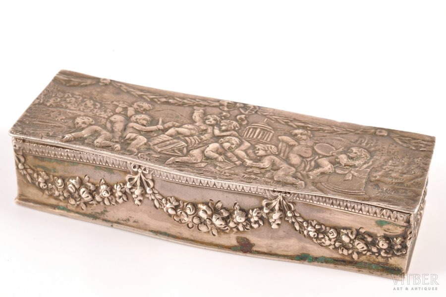 case, silver, 800 standard, 72.90 g, silver stamping, 8.7 x 3.3 x 1.8 cm, Emil Freund, the end of the 19th century, Hanau, Germany