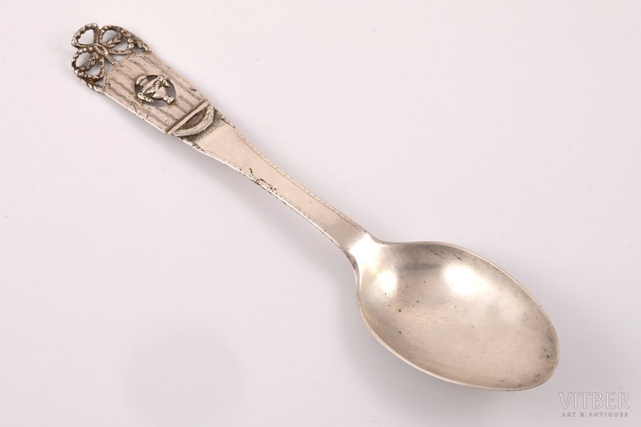 spoon, silver, engraving, 1799, 44.00 g, Germany (?), 21.3 cm