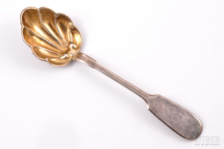 spoon, silver, "Shell", 84 standard, 16.50 g, 14 cm, by Alexander Wilson, 1880-1890, Riga, Russia