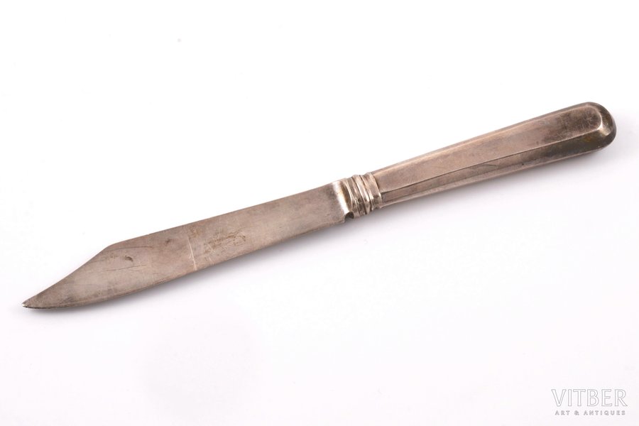 нож, серебро, 84 проба, 31.85 г, 18.2 см, 1875 г., Рига, Российская империя