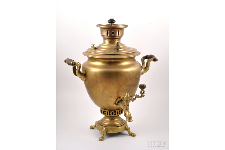 samovar, former "Alenchikov and Zimin" factory, brass, USSR, the 20ties of 20th cent., h = 42.5 cm, weight 4500 g