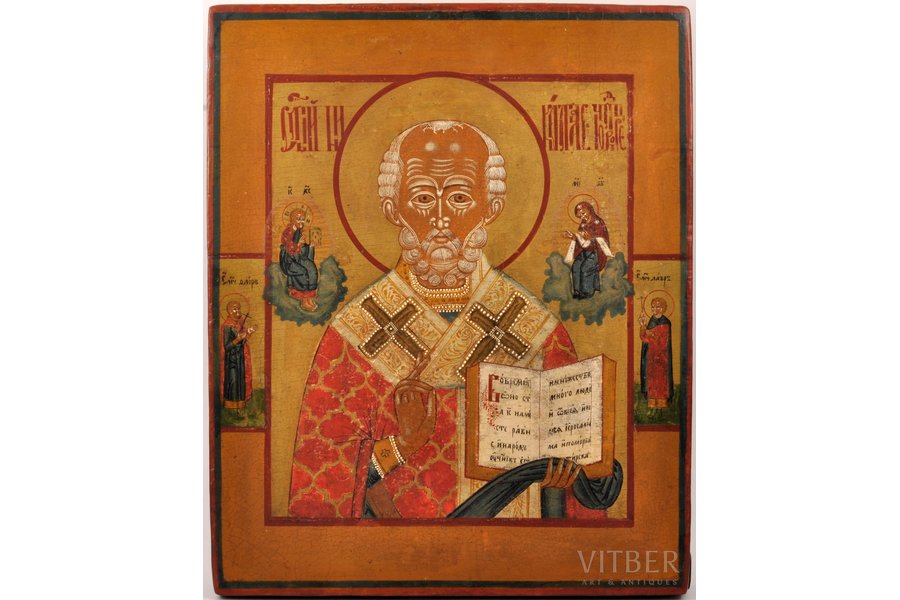 икона, Святитель Николай Чудотворец, доска, живопиcь, 1-я половина 19-го века, 34.3 x 27.8 x 3.1 см