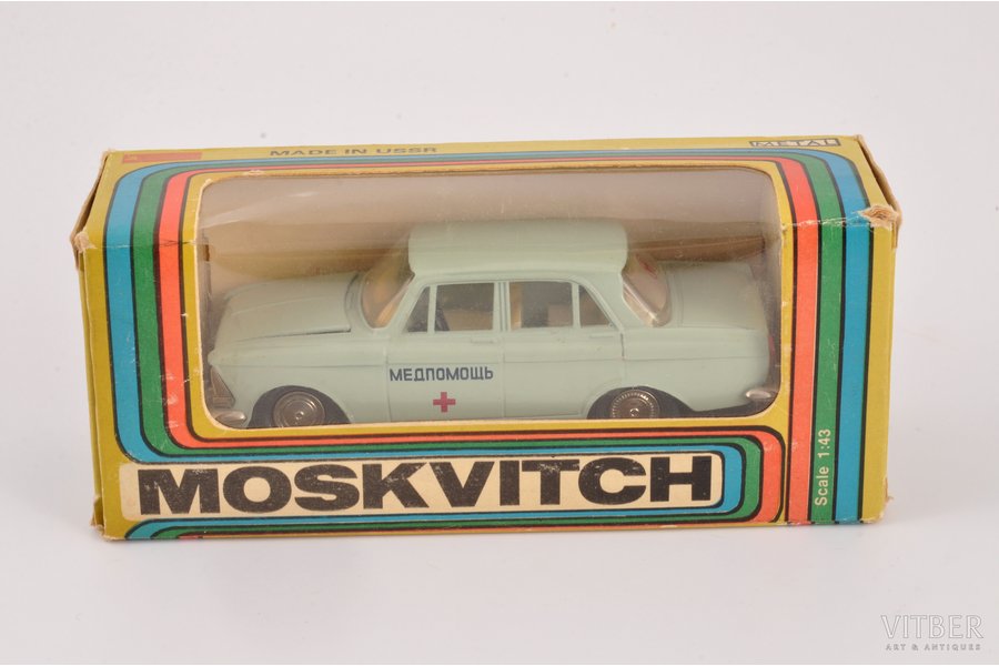 car model, Moskvitch 412 Nr. A2, "Medical service", metal, USSR, 1978-1979