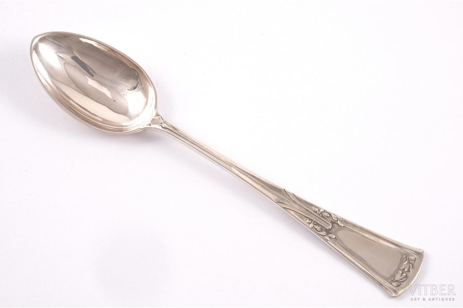 teaspoon, silver, 84 standard, 34.50 g, 15.8 cm, Ivan Khlebnikov factory, 1908-1916, Moscow, Russia