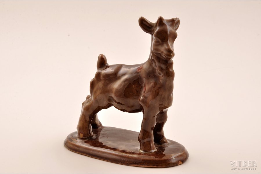 figurine, Lamb, ceramics, Lithuania, USSR, Kaunas industrial complex "Daile", the 50-60ies of 20th cent., 13.3 cm