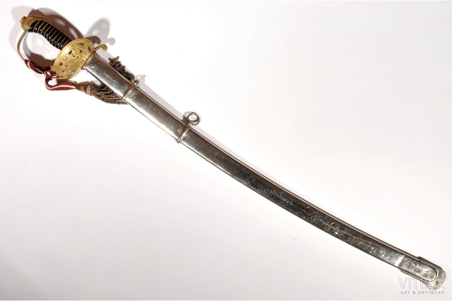 Latvijas armijas Jātnieku pulka parādes zobens ar mazo devīzi, asmeņa garums - 78 cm, roktura garums - 16 cm, Latvija, 20 gs. 30tie gadi