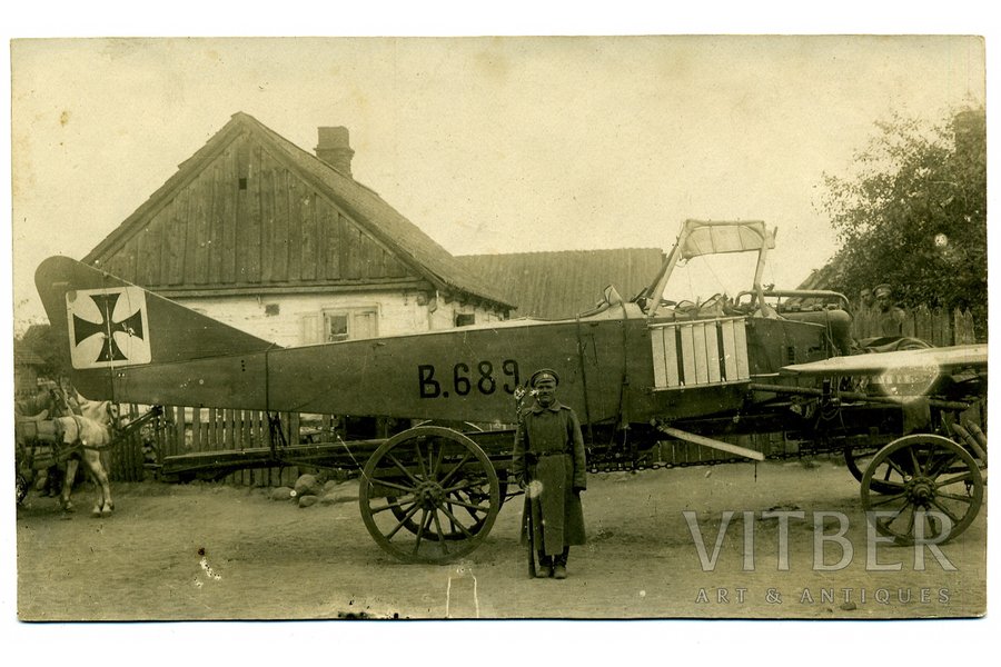 photography, 2 pcs., Tsarist Russia, captured German plane, beginning of 20th cent., 15.4 x 9.8 cm