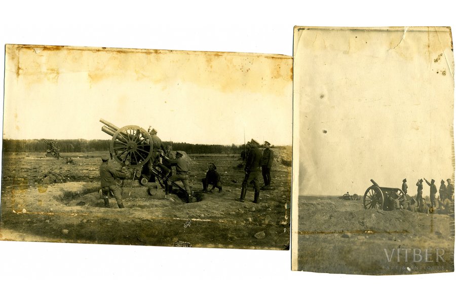 фотография, 2 шт., Царская Россия, зенитные пушки, начало 20-го века, 17.2 x 11.5, 14.6 x 9.5 см