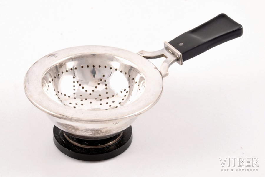 strainer, silver, 830 standart, the 30ties of 20th cent., (total) 99.75 g, Carl M. Cohr, Fredericia, Denmark, Ø 7.2 cm, Ø 6.6 cm