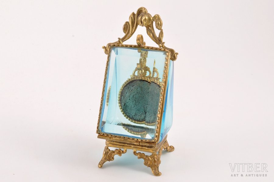 pulksteņu turētājs, stikls, 19. gs. beigas, h 12.4 cm