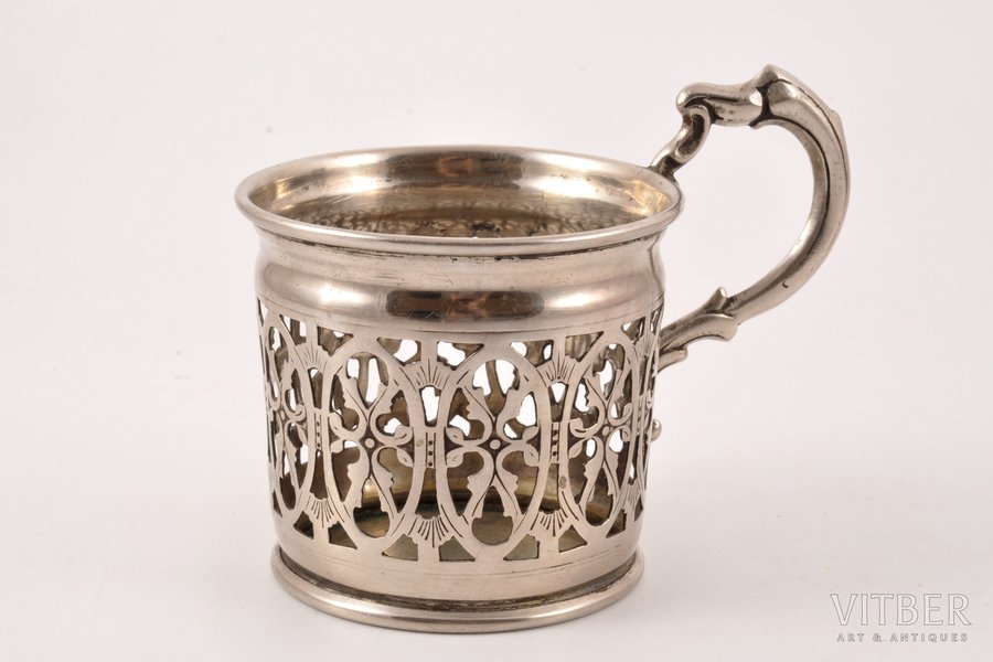 tea glass-holder, Norblin & Co, Warszawa, silver plated, Russia, Congress Poland, the border of the 19th and the 20th centuries, Ø (inner) 7.3 cm