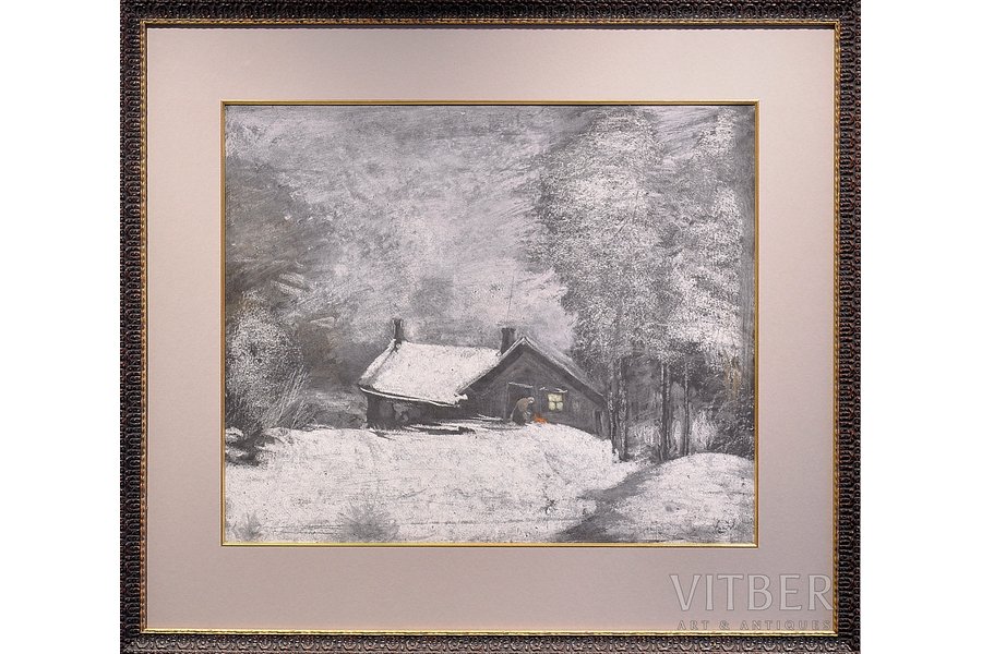 Ирбе Волдемарс (1893-1944), Зимний пейзаж, бумага, пастель, 49х59 см