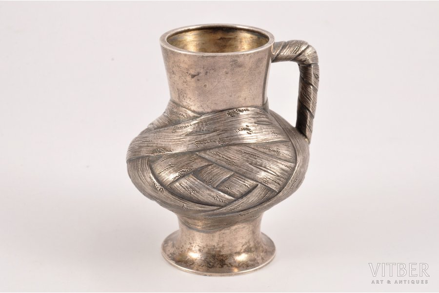 jug, silver, "Bast", 84 standard, 83.00 g, h 7.4 cm, 1891, St. Petersburg, Russia