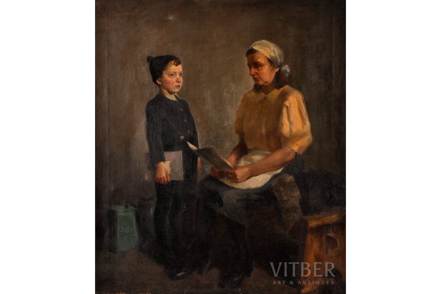 Andrejevs Konstantīns (1914–1981), Vecmāmiņa un mazdēls, 1949 g., audekls, eļļa, 94x80 cm