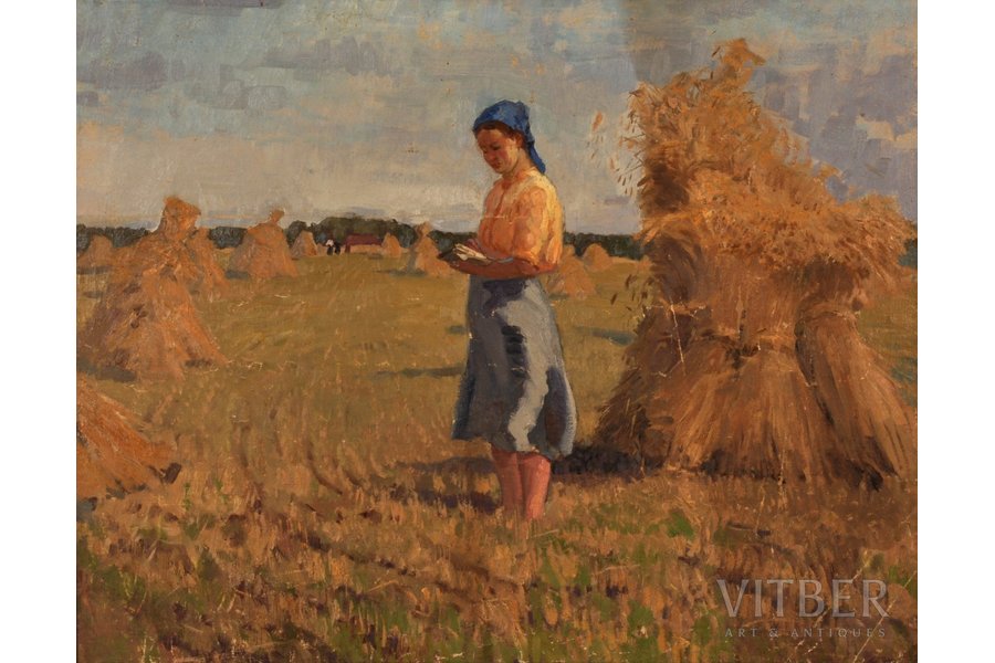 Gurjevs Ivans (1875-1943), Uz lauka, audekls, eļļa, 63x79.5 cm