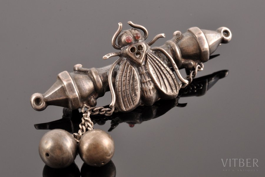 a brooch, "Fly", silver, 84 standard, 8.85 g., the item's dimensions 5.7 x 2.2 cm, the end of the 19th century, Kostroma, Russia