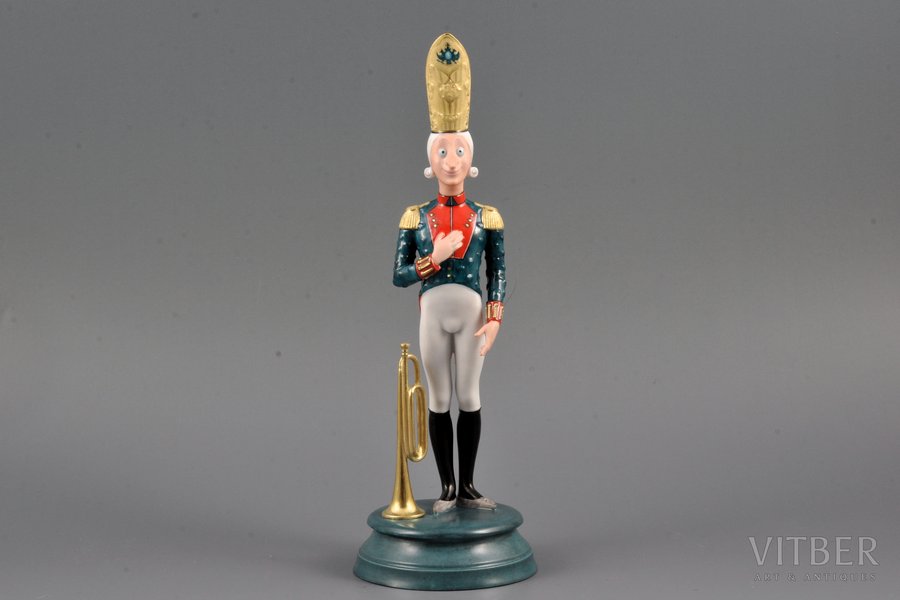 figurine, Nutcracker with a horn, porcelain, Russian Federation, Imperial Porcelain Factory, handpainted by Mikhail Shemyakin, molder - Mikhail Shemyakin, 2011, 23.5 cm, 2nd figurine out of 10
