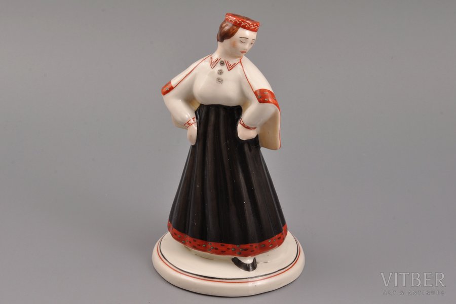 figurine, a Girl in national costume, porcelain, Riga (Latvia), J.K.Jessen manufactory, 1933-1935, 15 cm