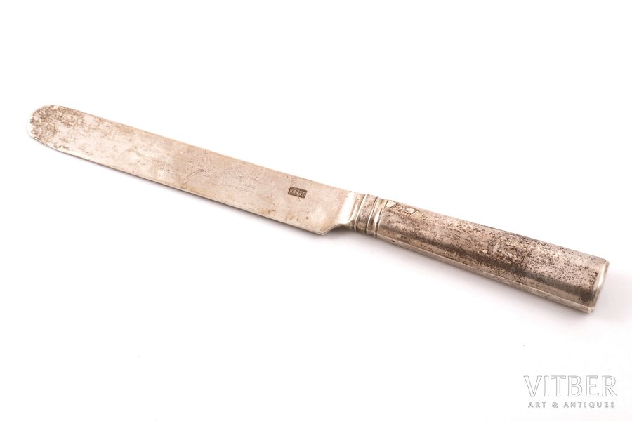 нож, серебро, 64.15 г, 20.6 см, мастер Иоахим Готлиб Креснер, 1776-1809 г., Рига, Российская империя