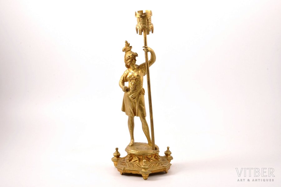 candle-holder, bronze, h 31.5 cm, weight 1856.7 g., the beginning of the 20th cent.