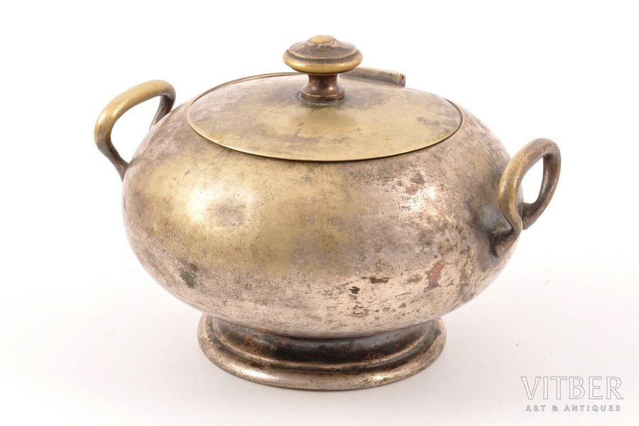 sugar-bowl, Br. Buch w Warszawie, silver plated, Russia, Congress Poland, 1872-1882, h 10 cm