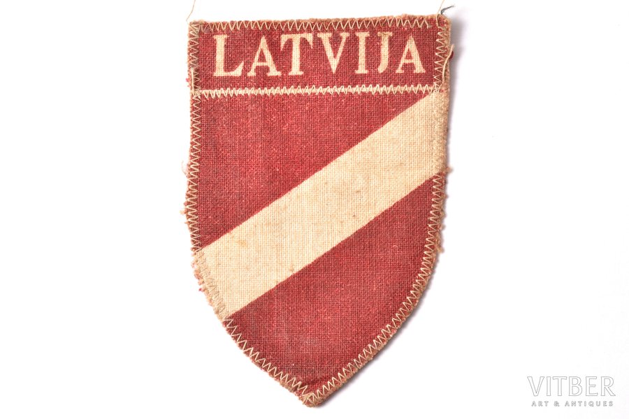 нашивка, Латышский добровольческий легион СС, 7.8 x 5.3 см, Латвия, 1941-1945 г.
