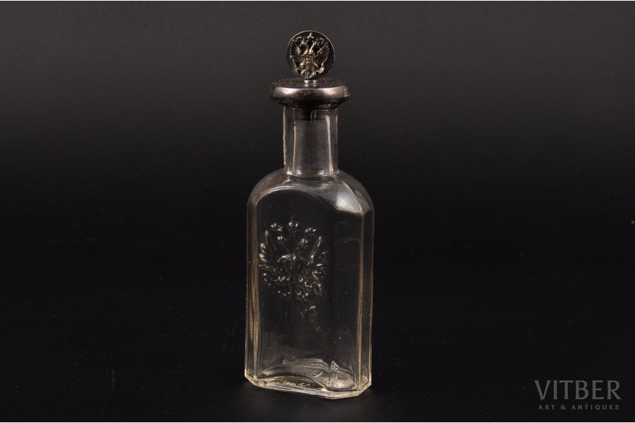 bottle, silver, with coat of arms of the Russian Empire, 84 standard, 7.80 g, (lid), 10.6 cm, Russia