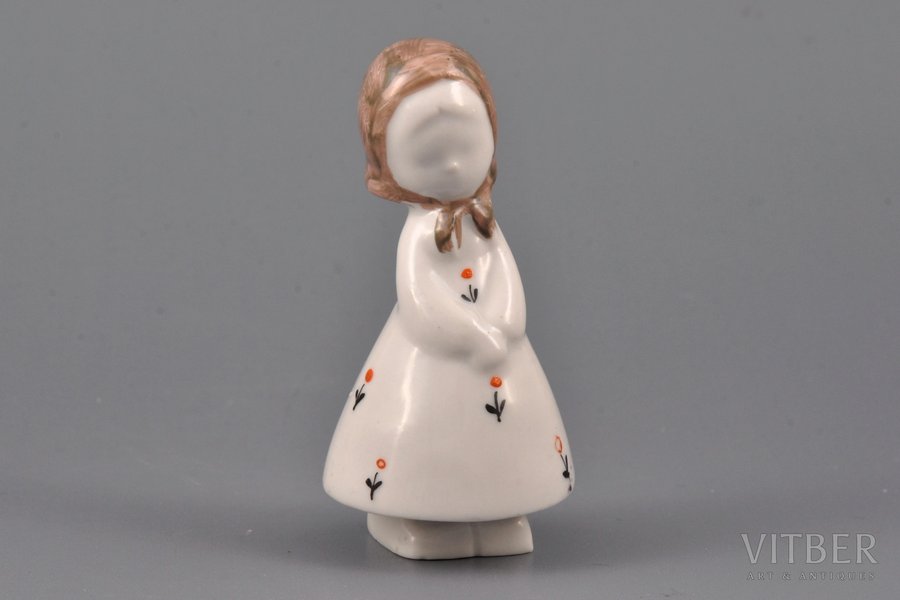 figurine, Girl with shawl, Riga (Latvia), Riga porcelain factory, the 70-ties of the 20th cent., 7.7 cm, first grade