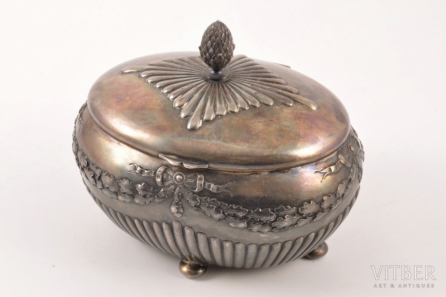 case, silver, 84 ПТ, 875 standard, 357.30 g, gilding, silver stamping, 12.5 x 9 x 11 cm, the 19th cent., France