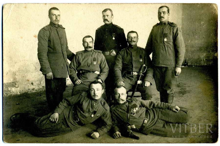 fotogrāfija, Cariskā Krievija, Jura krustu kavalieru kopbilde, 20. gs. sākums, 13.8 x 8.8 cm