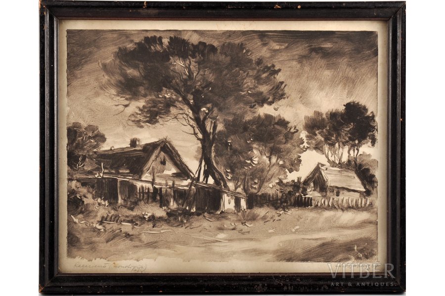Duburs Artūrs (1899-1973), Ragaciemā, 1967 g., papīrs, monotipija, 20 x 26.7 cm