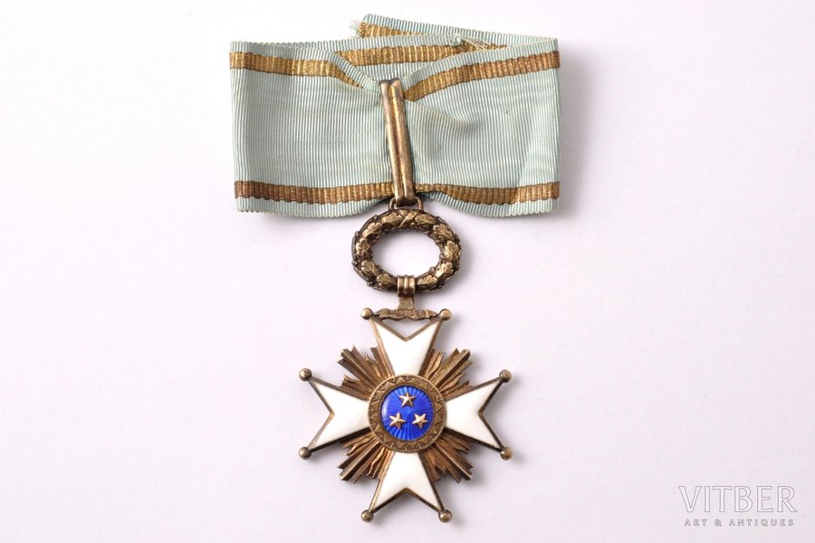 order, the Order of Three Stars, 3rd class, silver, guilding, Latvia, the 30ies of 20th cent., 70 x 45.9 mm, "Vilhelms Fridrichs Müller" manufactory, 875 standard