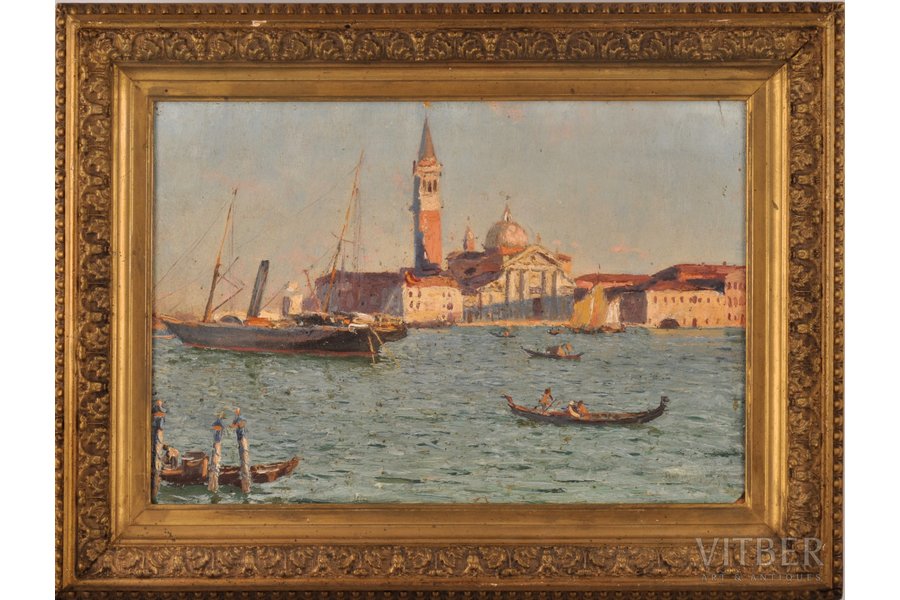Dubovskoy Nikolay Nikanorovich (1859-1918), The Venice embankment, 1895, carton, oil, 23.6 x 35.4 cm