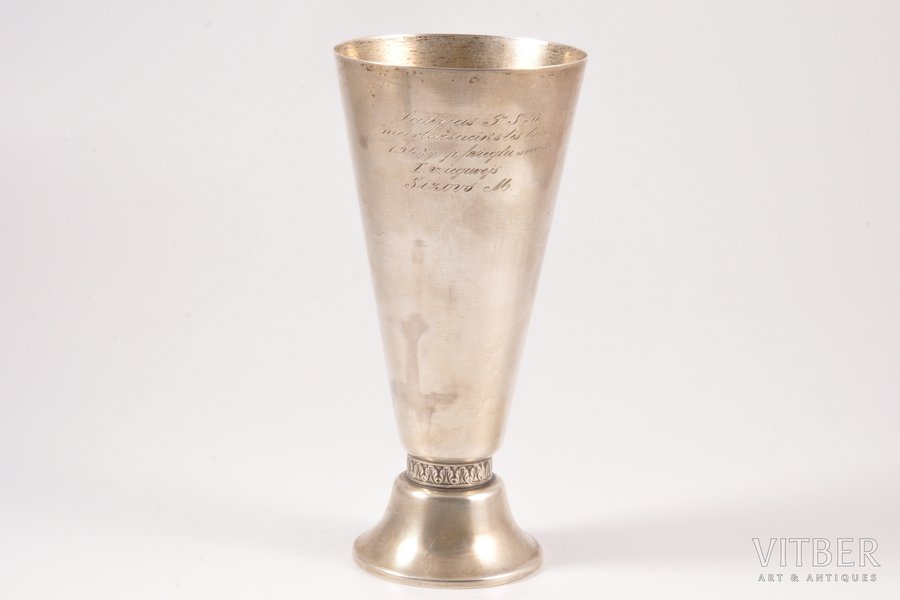 cup, silver, 1st place in boxing competitions, 875 standard, 289 g, h 18.9 cm, 1948, Riga, Latvia, USSR