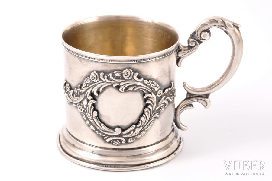 tea glass-holder, silver, 875 standard, 95.50 g, h 7.9 cm, by Ludwig Rozentahl, the 30ties of 20th cent., Latvia