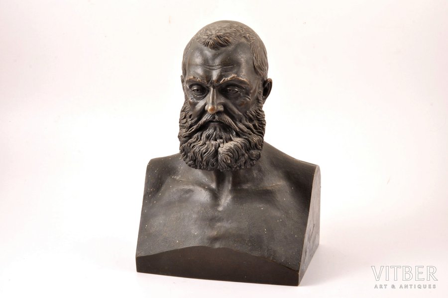 krūšutēls, skulpors M.Popovs, bronza, 25.3(h) x 17.5 x 11.5 cm, svars 4650 g., Krievijas impērija, autordarbs, 19. un 20. gadsimtu robeža