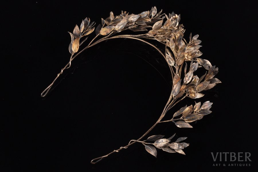 tiara, silver, 84 ПТ, 875 standard, 28.00 g., the end of the 19th century, Europe