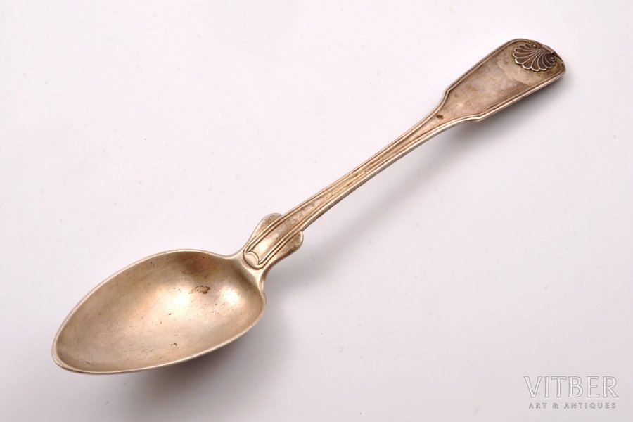 spoon, silver, large size, 12 лот (750) standard, 138.35 g, 28.7 cm, Johann George Hossauer, 1820-1857, Berlin, Germany