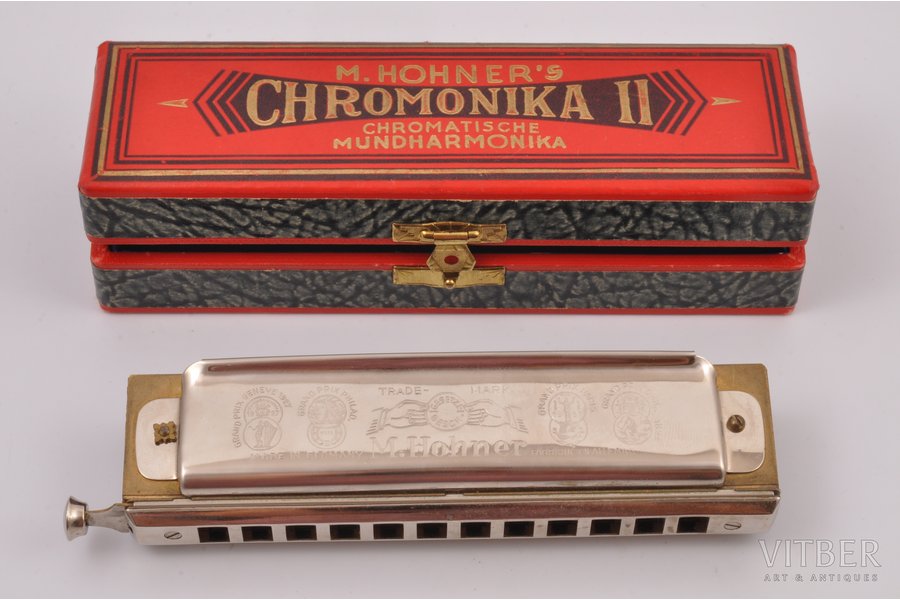 mutes harmonikas, M. Honner's "Chromonika II", Vācija, 14 x 3.5 cm