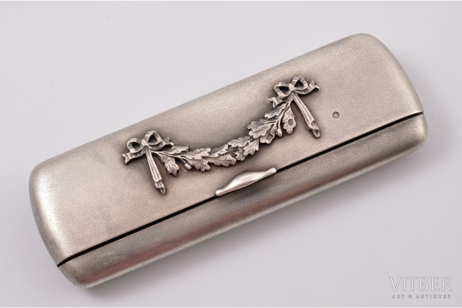 etui, silver, 84 standard, 78.05 g, 10.3 х 3.6 х 1.45 cm, "Fabergé", the beginning of the 20th cent., Moscow, Russia, removed engraving (see attached photos)