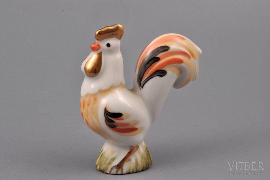 figurine, A Cock, porcelain, Riga (Latvia), Riga porcelain factory, molder - V.Zaleshkevich, 7.3 cm