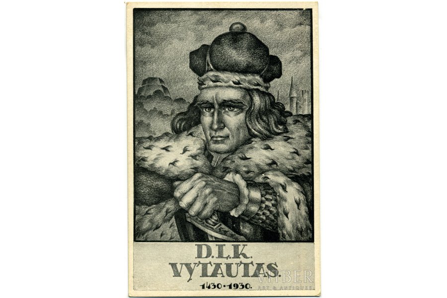 atklātne, karalis Vitautas, (1392-1430), Lietuva, 20. gs. 20-30tie g., 14,2x9,2 cm